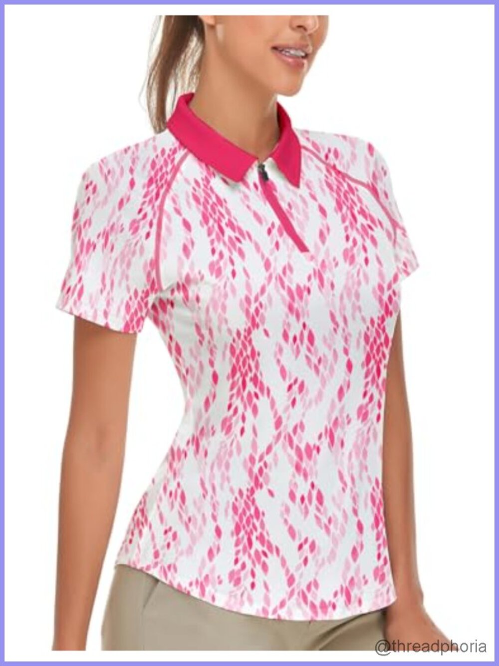 Women's Short Sleeve Golf Polo Shirt UPF 50+ Quick Dry 1/4 Zip Athletic Top